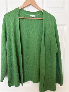 J. Jill Open-Front Green Knit Cardigan